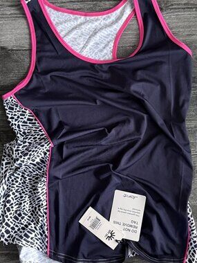 JoFit Racerback Tank Womens Medium Navy Pink Golf Tennis Athletic Top NWT